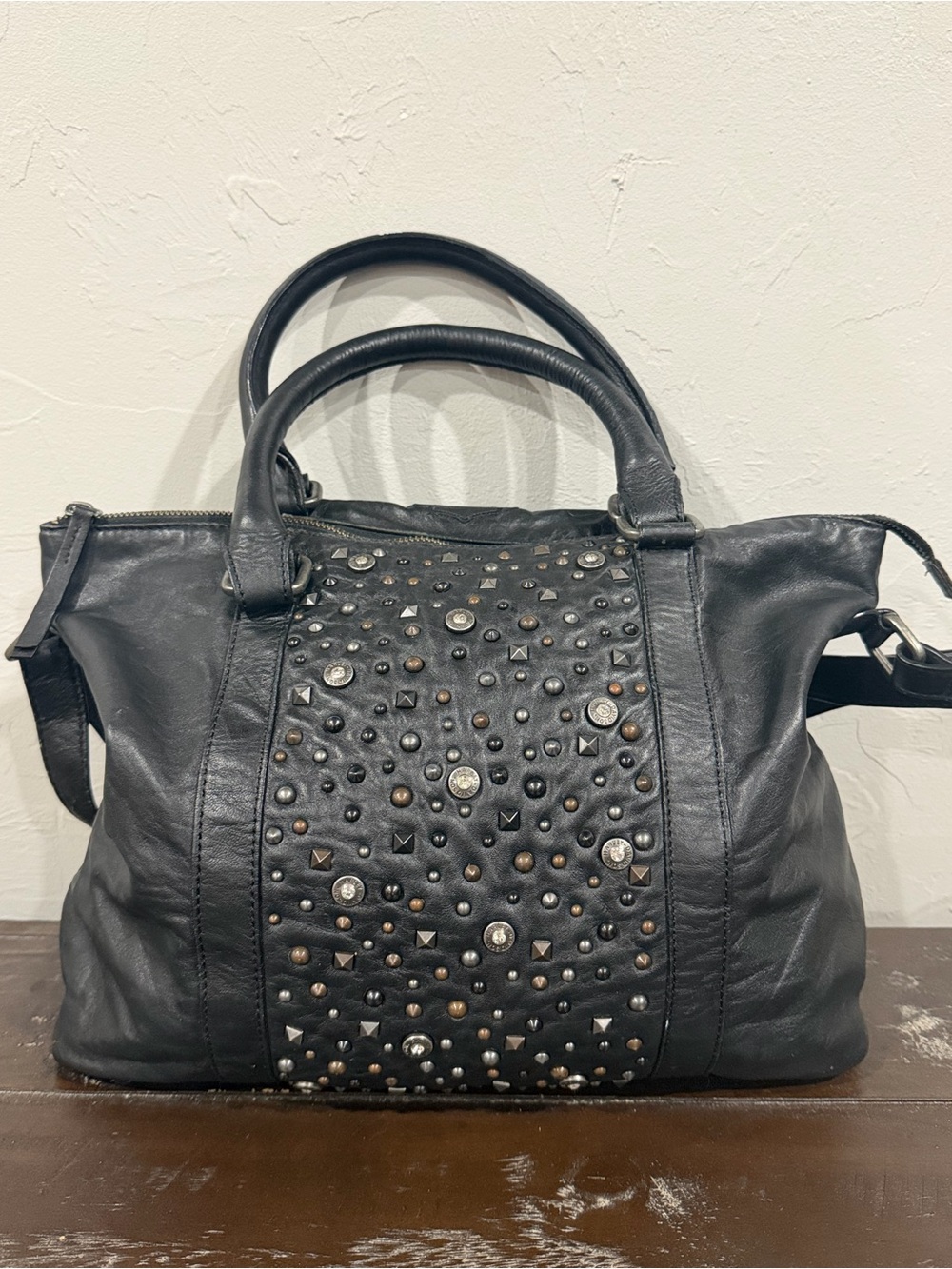 Harley-Davidson Embellished Lambskin Leather Studded Tote (Style 97800-16VW)